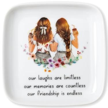 Imagem de Crisky Presentes de aniversário de melhor amiga para mulheres, presentes de amizade para mulheres, anel de bugiganga, bandeja de joias para amigas, irmãs, amigas, ideias de presente de formatura de