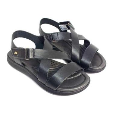 Imagem de Sandalia Feminino Couro Baixa Pegada 232812 Preto 39-Feminino