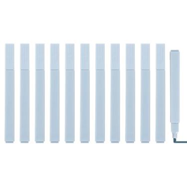 Imagem de PATIKIL Marcador estético, pacote com 12 canetas marcadoras de ponta larga à base de água, quadradas, coloridas, materiais de estudo para escritório, diário, uso doméstico, azul claro