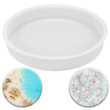 Imagem de Molde de mesa extra grande de resina redonda de silicone de 35,5 cm, molde de relógio de mesa para fundição de resina epóxi, artesanato DIY, tábua de corte, decoração de mesa