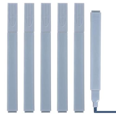 Imagem de PATIKIL Marcador estético, pacote com 6 canetas marcadoras de ponta larga à base de água, quadradas, coloridas, materiais de estudo para escritório, diário, uso doméstico, azul esfumaçado