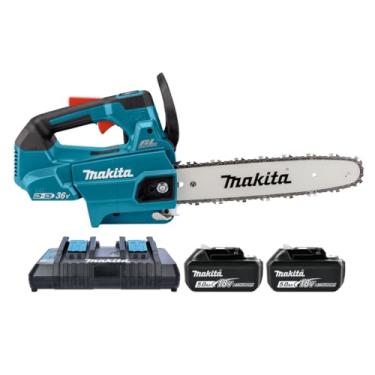 Imagem de Motosserra a Bateria 12" 36v (18v+18v) com 2 Baterias 5AH BL1850B + Carregador Duplo DC18RD 220v Makita DUC306PT2-220V