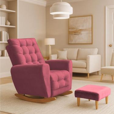 Imagem de Poltrona Amamentação Base Balanço Cecilia Rosa