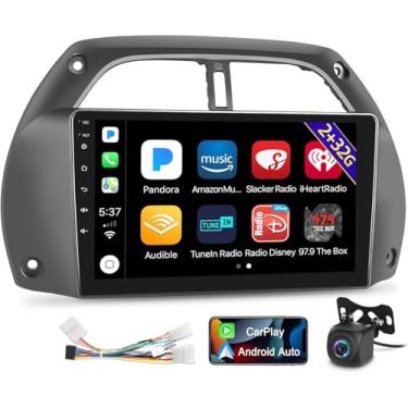 Imagem de Estéreo automotivo Android para Toyota RAV4 2001-2006 com DSP sem fio Apple Carplay e Android Auto, 2 + 32 G 9 polegadas com navegação GPS, WiFi FM EQ + câmera de backup AHD