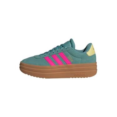 Imagem de adidas Tênis infantil unissex Vl Court 3.0 com cadarço, Verde-azulado/rosa choque/amarelo pó, 20