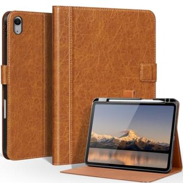 Imagem de CPNVWA Capa de couro para iPad A16 11ª geração de 11 polegadas, iPad 10ª geração de 10,9 polegadas, capa fólio de couro premium com suporte para Apple Pencil, despertar/hibernar automaticamente