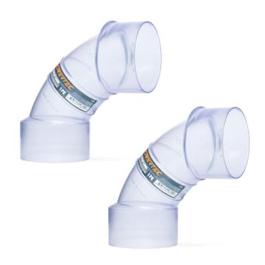 Imagem de POWERTEC 70365-P2 Cotovelo de 90 graus ID/OD de 10 cm para tubos de coleta de poeira, adaptadores e conexões e mangueira de coleta de poeira de 10 cm (transparente), pacote com 2