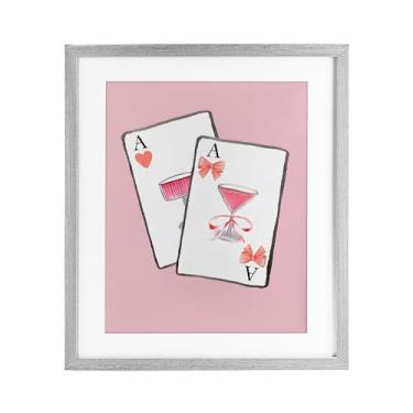 Imagem de Stupell Industries Cocktail Aces Cards Impressão emoldurada cinza sob vidro, design por Nina Jacobs, 21 x 17