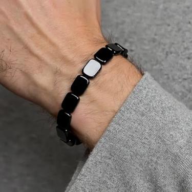 Imagem de Pulseira de hematita | Pulseira masculina elegante | Joias decorativas de pulso para ambiente de trabalho, eventos sociais, esportes, viagens, meditação, uso diário, pais, colecionadores, maridos