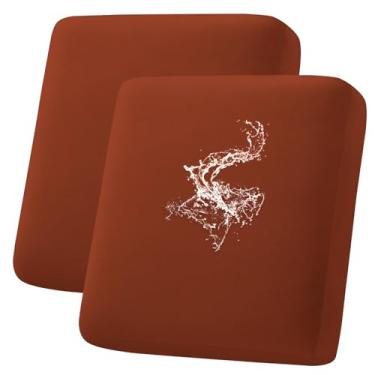 Imagem de hyha Capas de almofada de sofá à prova d'água, elástico, lavável, antiderrapante, impermeável, para substituição de móveis de pátio (2 peças, ferrugem)