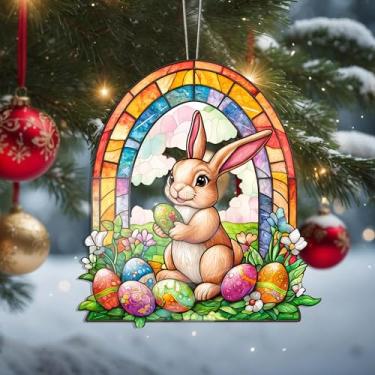 Imagem de Acrílico colorido, apanhador de sol, decoração de janela suspensa de coruja, arte de parede de arco-íris, para sala de estar, quarto, varanda, interior e exterior, jardim, enfeites de Natal 19 x 19 cm