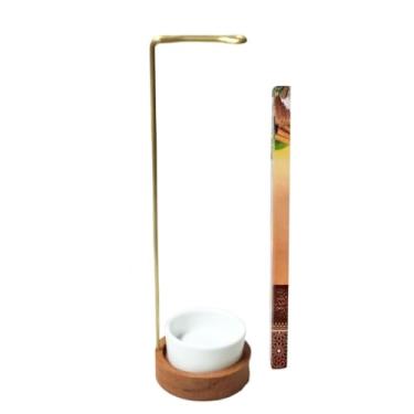 Imagem de Incensário Invertido Red Porcelana Cx 8 Incensos Madeira Clara Escura Suporte Incenso Vertical(red copo escura + cx incenso)