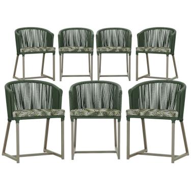 Imagem de 7 Cadeiras De Jantar área Noronha Fendi E5 Trama  Verde