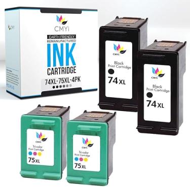 Imagem de CMYi 74XL 75XL Pacote combo de cartuchos de tinta de substituição para HP PhotoSmart C4485, C4488, C4493, C4494, C4500, C4524, C4540, C4550, C4575XL, C4580, C4583, C4585, C4588, C45999 Impressoras (2
