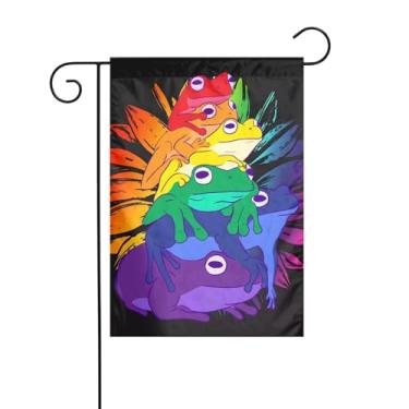 Imagem de KOSUES Bandeira LGBT Orgulho Arco-íris Gay Sapo Jardim 30 x 45 cm Bandeiras Externas Dupla Face Vertical Sazonal Bandeira de Boas-Vindas Festa Quintal Feriado Interior Exterior Decoração de Casa
