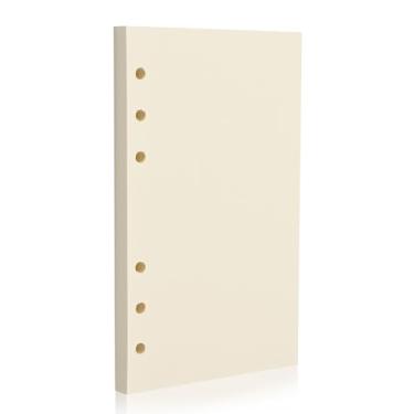 Imagem de Papel de preenchimento de folhas soltas em branco A6 com 6 furos – 80 folhas, 100 GSM, refil de caderno bege – Serve para fichários A6 de 6 anéis para escritório, diário, planejamento, notas. Suporte