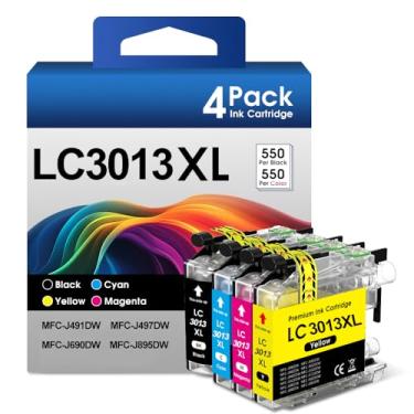 Imagem de INKMATE Cartuchos de tinta LC3013XL de substituição para impressora Brother LC3013 XL LC3011 LC3013BK para impressora Brother MFC-J497DW MFC-J491DW MFC-J895DW MFC-J690DW (BK/C/M/Y, pacote com 5)