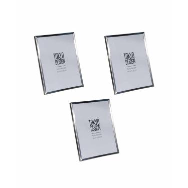 Imagem de Kit 3 Porta Retrato em Metal e Vidro 15x20 Prata Escovado