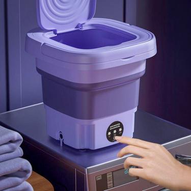 Imagem de Mini Maquina De Lavar Roupas Dobrável Portátil 6,5 Litros Cor:Lilás
