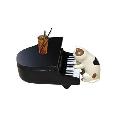 Imagem de UHANBUT Lindo enfeite de painel de piano para carro, mini carro engraçado, acessórios de decoração para casa, escritório, presente de aniversário (café/preto)