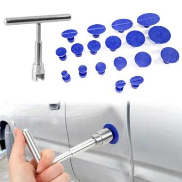 Imagem de KUQUTIDY Kit de extrator de amassado de carro com 18 peças, ferramenta pequena de remoção de amassados para carro, ferramentas de remoção de amassados sem pintura sem danos com extrator deslizante em