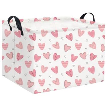 Imagem de HKEC Cesta De Presente Retangular Rosa Para O Dia Dos Namorados Vazia Com Alças Crianças, Organizador Fofo Brinquedos, Meninas/Crianças (Amor Rosa)