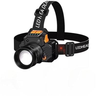 Imagem de Lanterna Cabeça, Lantern Led Prova Dágua Farol Potente Forte Recarregável para Camping, 8,6 * 8,7 * 7,1cm(preto-A187)