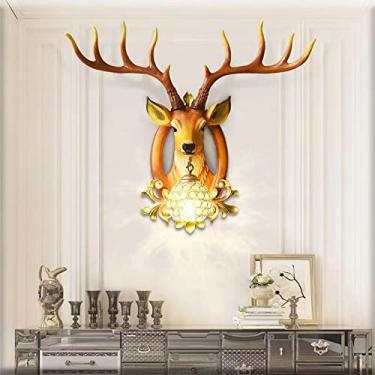 Imagem de Luminária de parede moderna em formato de veado, estilo criativo e elegante, para sala de estar, quarto, escritório, casa de campo, hotel, quarto infantil, corredor, com iluminação LED decor