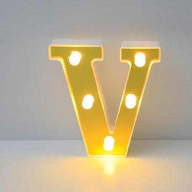 Imagem de Luz LED letra V – Lâmpada neon decorativa de aniversário/pedido/festa (bateria não incluída)