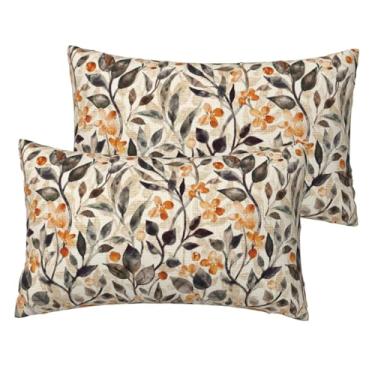 Imagem de VIREOTHIA Capas de almofada lombar de outono, 30 x 50 cm, conjunto de 2 folhas de aquarela, decorativas, outono, ação de graças, retangulares, capas de almofada para decoração de sofá-cama