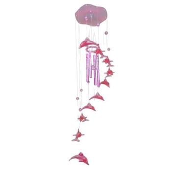 Imagem de Sino Dos Ventos Mensageiro Decoração 86cm(Golfinho Rosa)