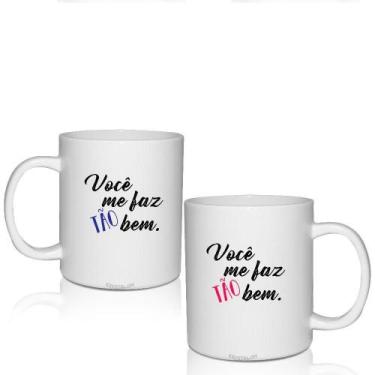 Imagem de Kit 2 Canecas Brancas - Me Faz Bem - Dia Dos Namorados - Krystalon