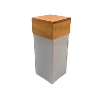 Imagem de Porta Escova de Dente Com Tampa em Vidro e Madeira Nobre porta escova de dente Organizador para Banheiro de Luxo, Design Sofisticado e Natural(Capuccino Seiva)