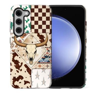 Imagem de Flivro Capa para Samsung Galaxy S23 Plus, capa rígida 2 em 1 PC e amortecedor interno de silicone, antiarranhões, à prova de choque, design fino, caubói ocidental touro