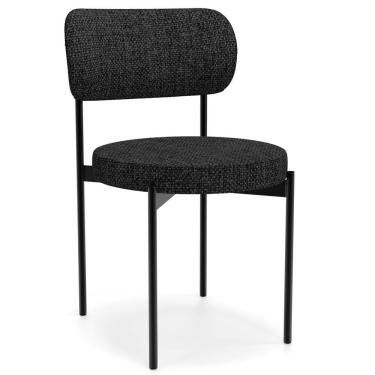 Imagem de Cadeira Decorativa Estofada Para Sala De Jantar Louvre L02 Linho Chumbo - Lyam Decor