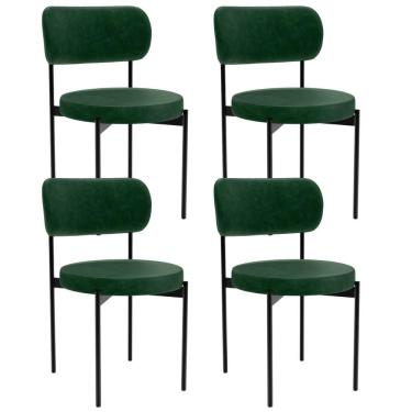 Imagem de Kit 04 Cadeiras Estofadas Para Sala De Jantar Louvre L02 Couríssimo Verde - Lyam Decor
