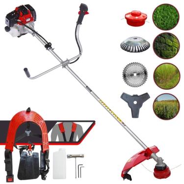 Imagem de Roçadeira À Gasolina Toyama RT52-L 52cc 2HP 10.000rpm Motor 2T Com Lâmina 3 Pontas + Lâmina 40 Dentes de Vídea + Escova de Aço + Carretel de Nylon