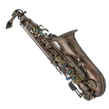 Imagem de Instrumentos profissionais de saxofone alto E Flat exclusivo superfície de cobre antigo latão Eb Tune Saxofone