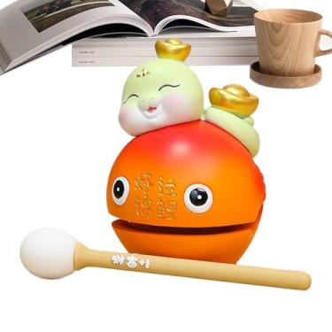 Imagem de Instrumento musical de peixe, tambor de meditação, ano novo, cobra peixe, mokugyo, instrumento de percussão decorativo, ornamento de mesa para prateleira de mesa, decoração de casa
