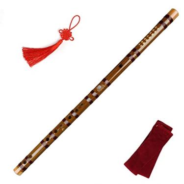 Imagem de Flauta de bambu tradicional chinesa feita à mão Dizi, flauta tradicional de madeira para iniciantes e amantes de música (cor: E)
