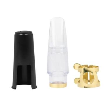 Imagem de Acessórios profissionais de saxofone para saxofone alto, conjunto de bocal ABS 4C, tampa de plástico, ligadura laqueada a ouro, acessórios de saxofone