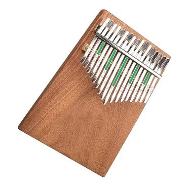 Imagem de Piano de polegar portátil, tom C, 17 teclas, folheado completo, corpo de mogno sólido, kalimba com martelo de afinação