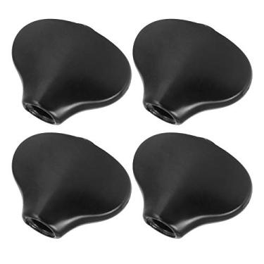 Imagem de RiToEasysports Tuning Peg Cap Botões de Substituição de Liga de Zinco para Baixo e Cabeças de Máquina de Ukulele Conjunto de 4 Peças Pequeno Formato de Rabo de Peixe Prata Preto Dourado (Preto)