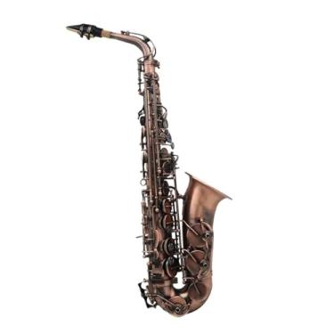 Imagem de Instrumento de saxofone profissional Saxofone alto Eb vermelho antigo para iniciantes adultos saxofone com acessórios