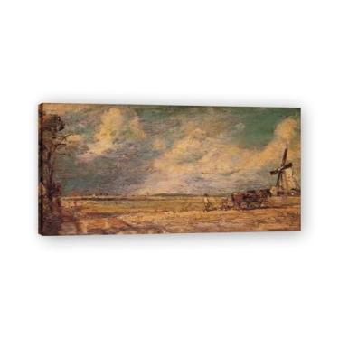 Imagem de Impressão em tela Spring PloughingJohn Constable: artista da Royal Academy, paisagem britânica clássica do século XIX 50 x 100 cm emoldurada