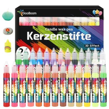 Imagem de GooBoom Caneta de cera de vela, kit de pintura de vela de 26 cores para projetos faça você mesmo, festa de aniversário, ocasiões especiais para criar velas coloridas, tintas acrílicas seguras e não