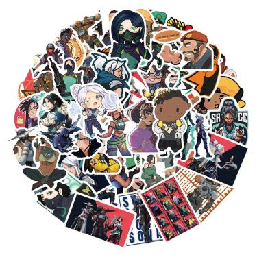 Imagem de Pacote de adesivos Valorants Anime 50 unidades de desenho animado decorativo de 3 a 8 cm