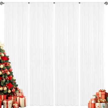 Imagem de 4 peças de painéis de cortina de lantejoulas brancas, cenário fotográfico, glitter, fundo de tecido, para decoração de Natal e festa de casamento