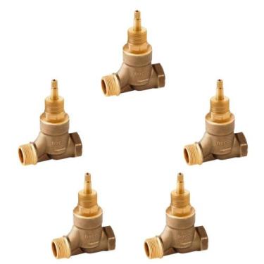 Imagem de Kit 5 Registros Base Docol Ceramico 3/4 Horario 1/2 Volta