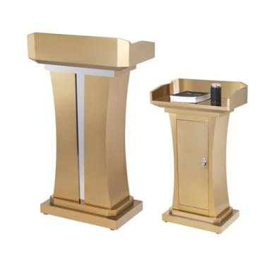 Imagem de SPXMQSS Suporte de púlpito para igreja, palestras de metal para palestras, palestras, palestras, casamentos, salas de aula, 68 x 36 x 113 cm, ouro
